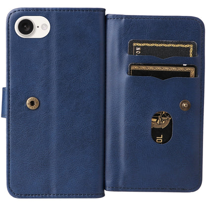 For iPhone SE 2024 Multi-Function Wallet 10 Card Slots Leather Phone Case(Dark Blue) - More iPhone Cases by buy2fix | Online Shopping UK | buy2fix