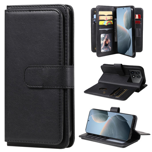 For Redmi K70 Multi-Function Wallet 10 Card Slots Leather Phone Case(Black) - K70 Cases by buy2fix | Online Shopping UK | buy2fix