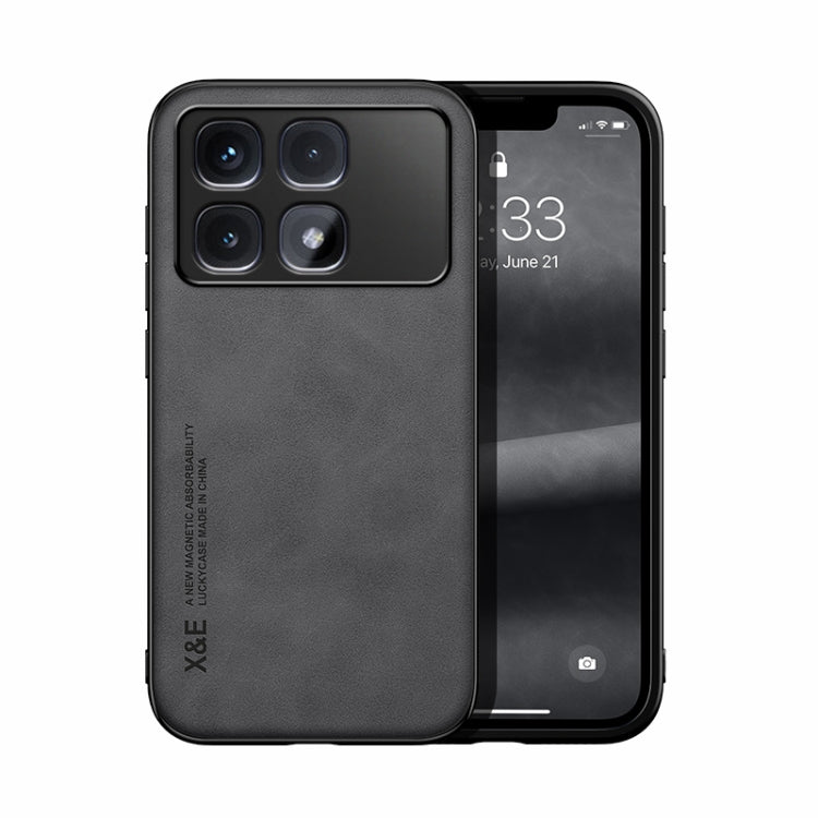 For Redmi K70 Ultra Skin Feel Magnetic Leather Back Phone Case(Dark Grey) - Xiaomi Cases by buy2fix | Online Shopping UK | buy2fix