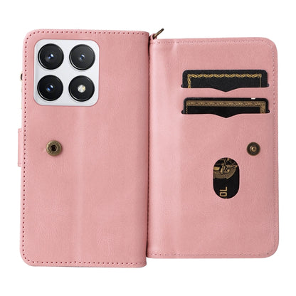 For Xiaomi 14T Pro Skin Feel Multi Card Slots Zipper Wallet Leather Phone Case(Pink) - 14T Pro Cases by buy2fix | Online Shopping UK | buy2fix