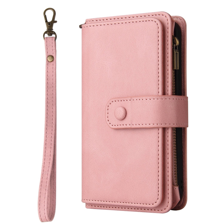 For Redmi K70 Skin Feel Multi Card Slots Zipper Wallet Leather Phone Case(Pink) - K70 Cases by buy2fix | Online Shopping UK | buy2fix