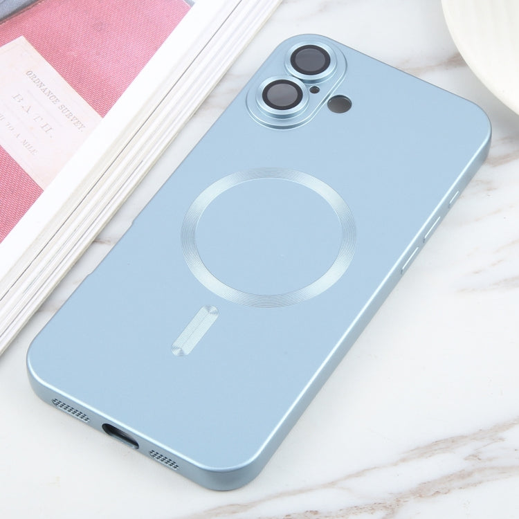 For iPhone 16 Liquid TPU Silicone Solid Color MagSafe Phone Case(Blue) - iPhone 16 Cases by buy2fix | Online Shopping UK | buy2fix