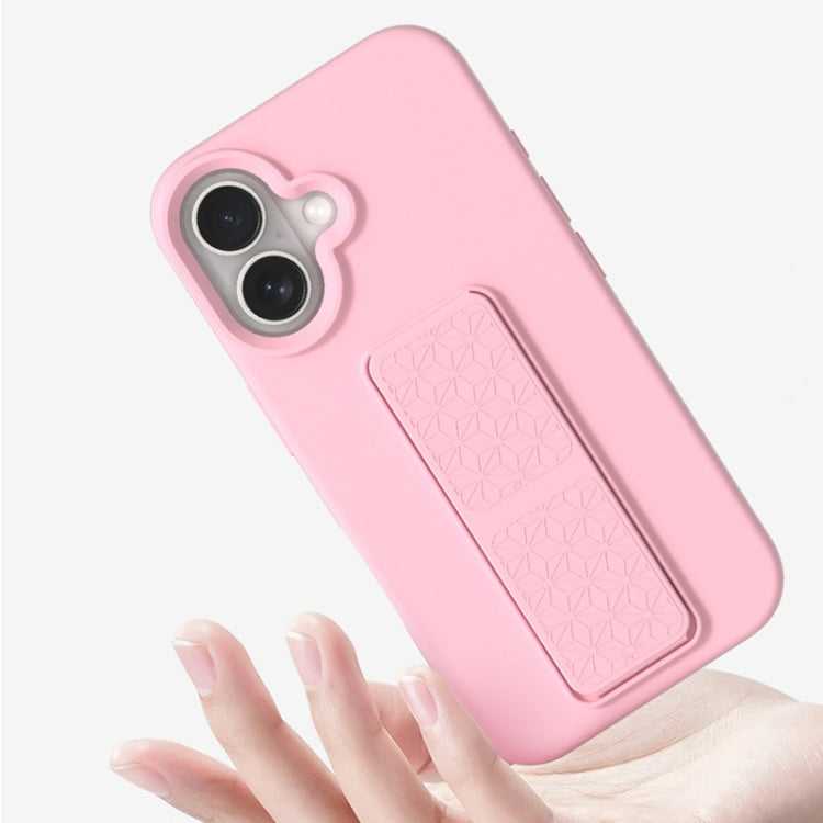 For iPhone 16 Pro Max Liquid Silicone Holder Phone Case(Sand Pink) - iPhone 16 Pro Max Cases by buy2fix | Online Shopping UK | buy2fix