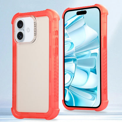 For iPhone 16 Plus Transparent Matte TPU Hybrid PC 3-in-1 Phone Case(Orange) - iPhone 16 Plus Cases by buy2fix | Online Shopping UK | buy2fix