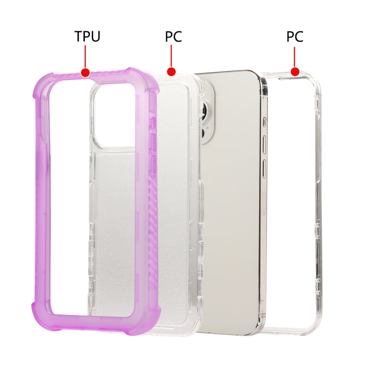 For iPhone 16 Plus Transparent Matte TPU Hybrid PC 3-in-1 Phone Case(Blue) - iPhone 16 Plus Cases by buy2fix | Online Shopping UK | buy2fix