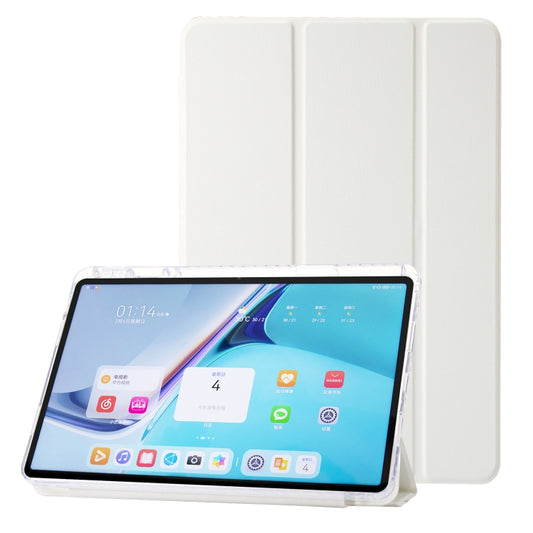 For Huawei Matepad SE 11 2024 Clear Acrylic 3-Fold Leather Tablet Case(White) - Huawei by buy2fix | Online Shopping UK | buy2fix