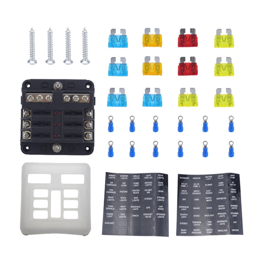 6 Way Fuse Block with 24pcs Fuses and 12pcs Terminals - Fuse by buy2fix | Online Shopping UK | buy2fix