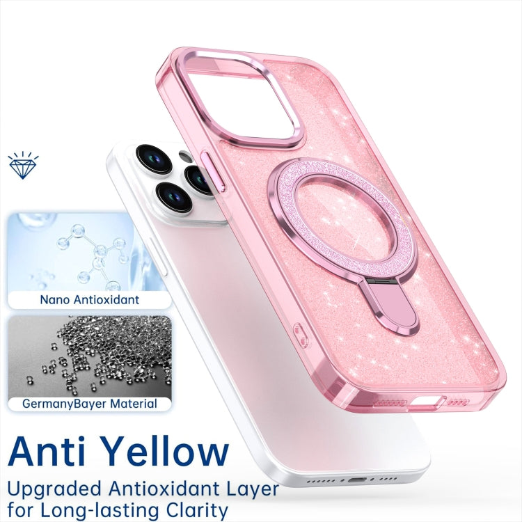 For iPhone 16 Pro Max Glitter Ring Holder MagSafe Phone Case(Pink) - iPhone 16 Pro Max Cases by buy2fix | Online Shopping UK | buy2fix