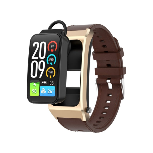 A8 1.98 inch 2 in 1 Bluetooth Earphone Silicone Strap Smart Watch, Support ECG / NFC(Brown) - Smart Watches by buy2fix | Online Shopping UK | buy2fix