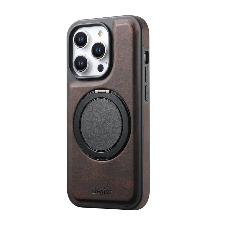 For iPhone 12 Pro Max Denior A14 Skin Feel Rotating Holder MagSafe Phone Case(Brown) - iPhone 12 Pro Max Cases by Denior | Online Shopping UK | buy2fix