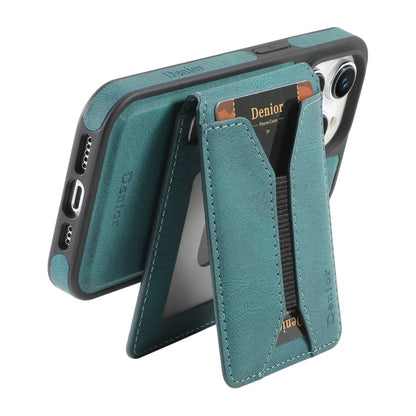 For iPhone 16 Pro Denior D18 Skin Feel Rotating Holder MagSafe Detachable Card Slot Phone Case(Blue) - iPhone 16 Pro Cases by Denior | Online Shopping UK | buy2fix