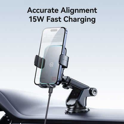 USAMS CD229 15W Accurate Aligment Wireless Charging Car Phone Holder with Suction Cup(Black) - Wireless Charger Holders by USAMS | Online Shopping UK | buy2fix