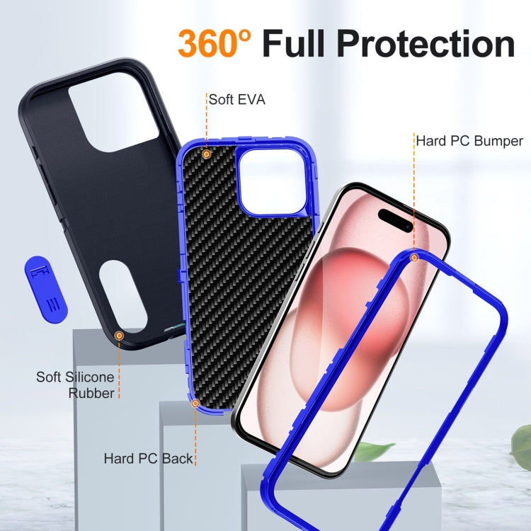 For iPhone 16 Pro Max Rugged PC + Silicone Phone Case with Holder(Dark Blue+Royal Blue) - iPhone 16 Pro Max Cases by buy2fix | Online Shopping UK | buy2fix