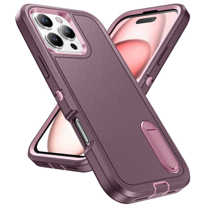 For iPhone 16 Pro Max Rugged PC + Silicone Phone Case with Holder(Purple+Pink) - iPhone 16 Pro Max Cases by buy2fix | Online Shopping UK | buy2fix