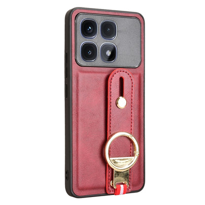 For Redmi K70 Ultra Wristband Leather Back Phone Case(Red) - Xiaomi Cases by buy2fix | Online Shopping UK | buy2fix