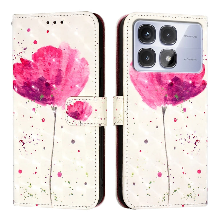 For Redmi K70 Ultra 5G Global 3D Painting Horizontal Flip Leather Phone Case(Flower) - Xiaomi Cases by buy2fix | Online Shopping UK | buy2fix