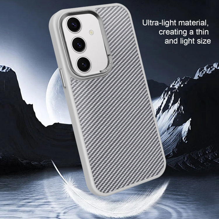 For Samsung Galaxy S24 Ultra 5G Carbon Fiber Texture MagSafe Magnetic Shockproof Phone Case(Grey) - Galaxy S24 Ultra 5G Cases by buy2fix | Online Shopping UK | buy2fix