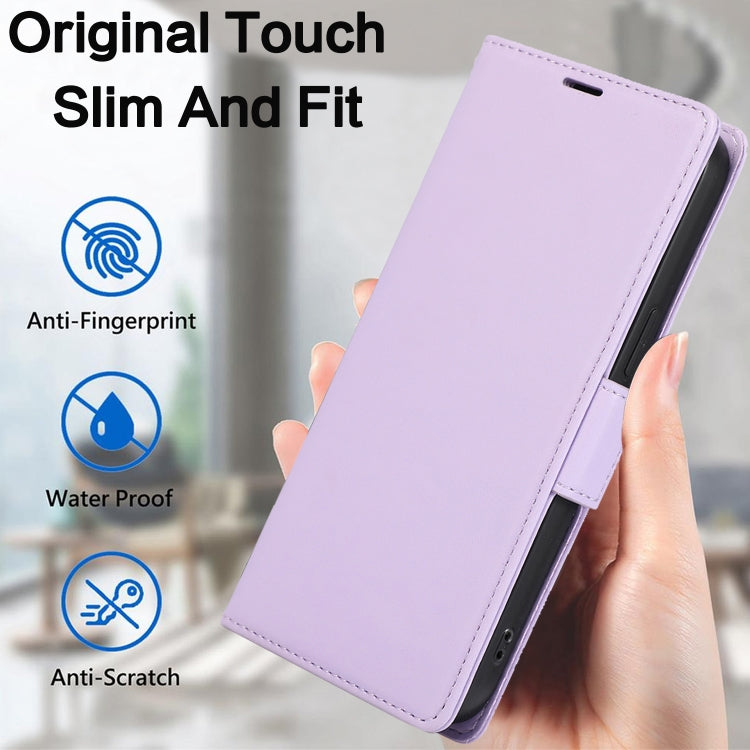 For iPhone 16 Plus Side Buckle RFID Anti-theft Leather Phone Case(Light Purple) - iPhone 16 Plus Cases by buy2fix | Online Shopping UK | buy2fix