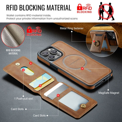 For iPhone 15 Plus DG.MING K1 MagSafe Detachable Wallet RFID Back Cover Phone Case(Brown) - iPhone 15 Plus Cases by DG.MING | Online Shopping UK | buy2fix