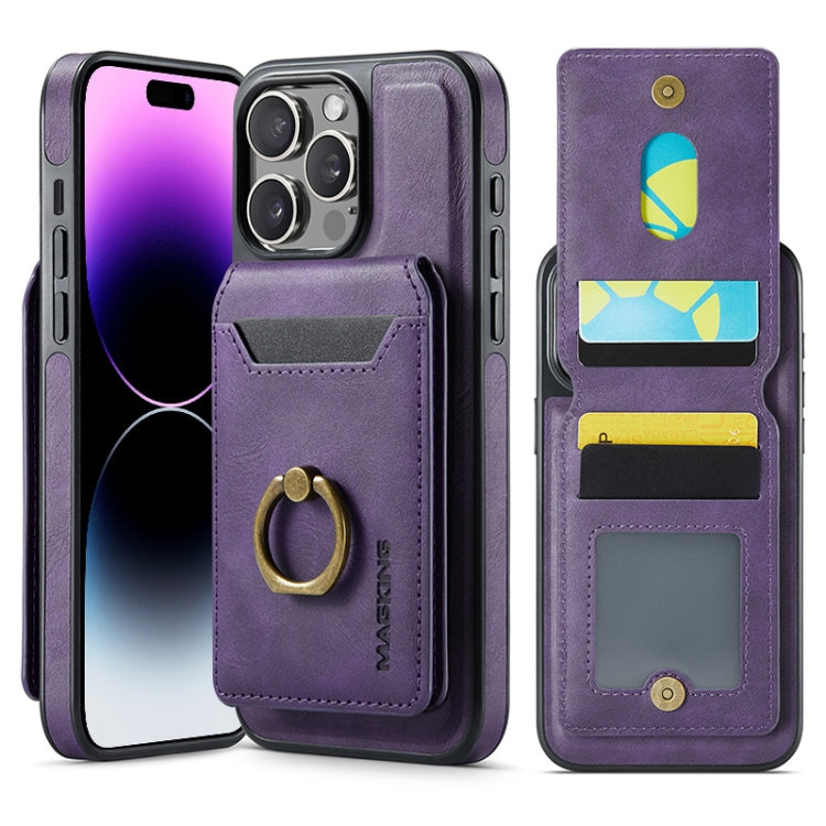 For iPhone 14 Pro DG.MING K1 MagSafe Detachable Wallet RFID Back Cover Phone Case(Purple) - iPhone 14 Pro Cases by DG.MING | Online Shopping UK | buy2fix