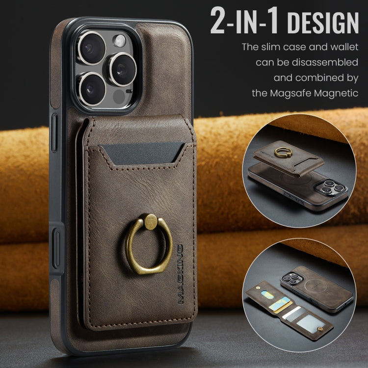 For iPhone 16 Pro DG.MING K1 MagSafe Detachable Wallet RFID Back Cover Phone Case(Coffee) - iPhone 16 Pro Cases by DG.MING | Online Shopping UK | buy2fix