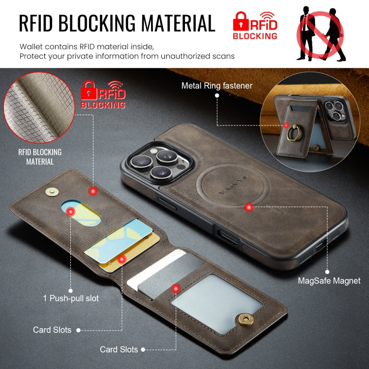 For iPhone 16 Pro DG.MING K1 MagSafe Detachable Wallet RFID Back Cover Phone Case(Coffee) - iPhone 16 Pro Cases by DG.MING | Online Shopping UK | buy2fix