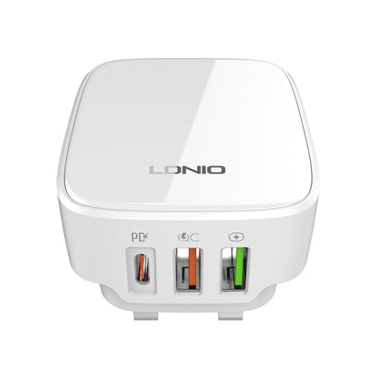 LDNIO Q334 32W Type-C + Dual USB Port Charger with 1m USB-C / Type-C Data Cable, Plug Type:UK Plug(White) - USB Charger by LDNIO | Online Shopping UK | buy2fix