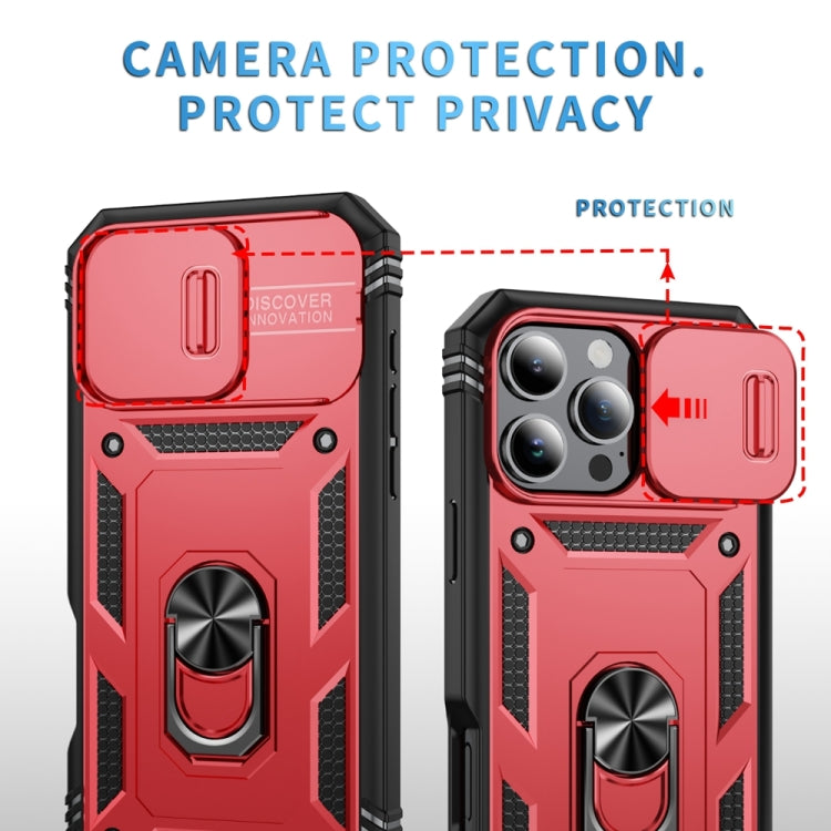 For iPhone 16 Pro Sliding Camshield TPU + PC Phone Case with Holder(Red+Black) - iPhone 16 Pro Cases by buy2fix | Online Shopping UK | buy2fix