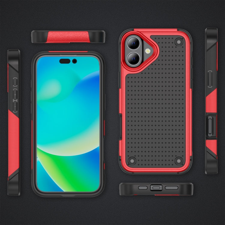 For iPhone 16 PC + TPU Shockproof Protective Phone Case(Red+Black) - iPhone 16 Cases by buy2fix | Online Shopping UK | buy2fix