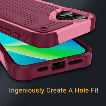 For iPhone 16 PC + TPU Shockproof Protective Phone Case(Pink+Dark Red) - iPhone 16 Cases by buy2fix | Online Shopping UK | buy2fix