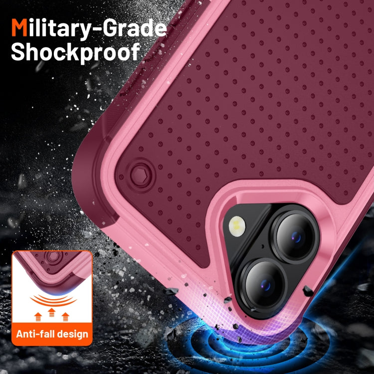 For iPhone 16 PC + TPU Shockproof Protective Phone Case(Pink+Dark Red) - iPhone 16 Cases by buy2fix | Online Shopping UK | buy2fix