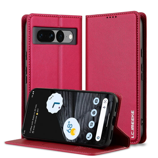 For Google Pixel 7 Pro 5G LC.IMEEKE L1 Series Frosted Fine Texture PU Phone Case(Red) - Google Cases by LC.IMEEKE | Online Shopping UK | buy2fix