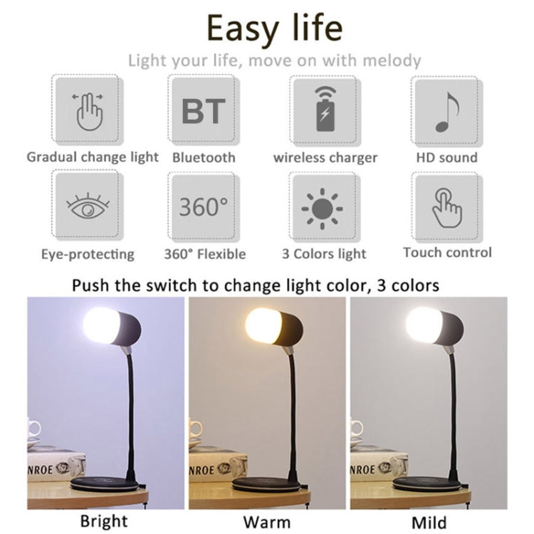 L4 Multifunctional Wireless Charging LED Desk Lamp with Bluetooth 5.0 Speaker(Pink) - Desk Lamps by buy2fix | Online Shopping UK | buy2fix