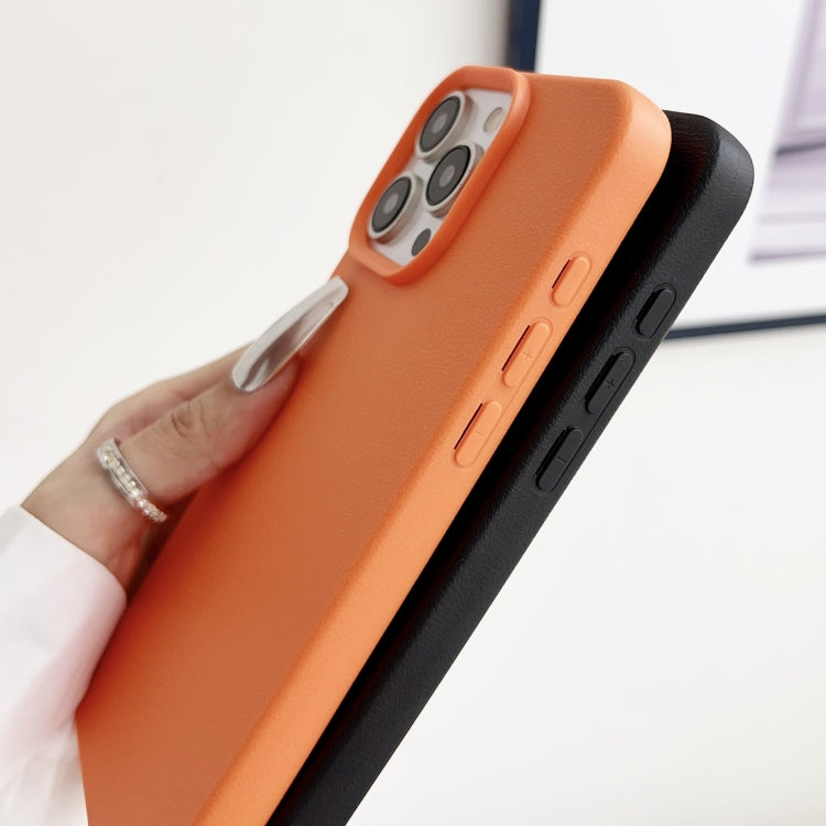 For iPhone 16 Plus Leather Texture TPU Full Coverage Phone Case(Orange) - iPhone 16 Plus Cases by buy2fix | Online Shopping UK | buy2fix