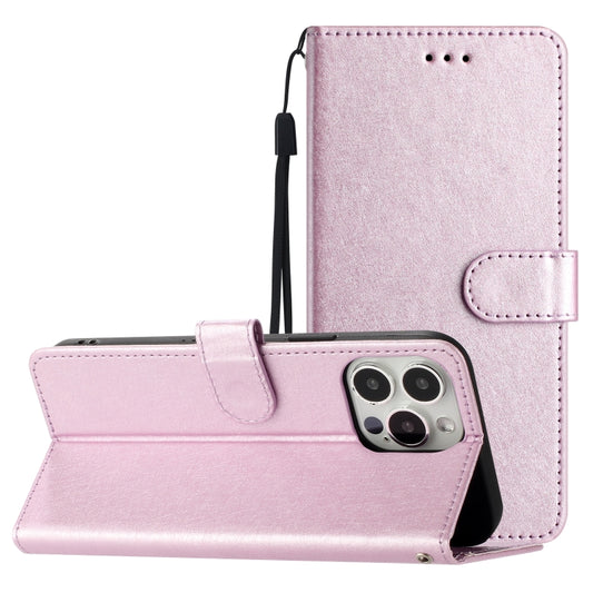 For iPhone 16 Pro Silk Texture Horizontal Flip Leather Phone Case(Rose Pink) - iPhone 16 Pro Cases by buy2fix | Online Shopping UK | buy2fix