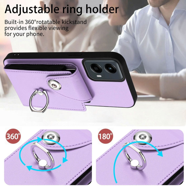 For Motorola Moto G 5G 2024 Organ Card Bag Ring Holder Phone Case(Purple) - Motorola Cases by buy2fix | Online Shopping UK | buy2fix