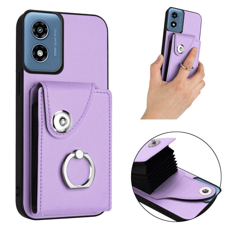 For Motorola Moto G Play 2024 5G Organ Card Bag Ring Holder Phone Case(Purple) - Motorola Cases by buy2fix | Online Shopping UK | buy2fix