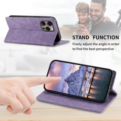 For iPhone 16 Pro Max Business Solid Color Magnetic RFID Leather Phone Case(Purple) - iPhone 16 Pro Max Cases by buy2fix | Online Shopping UK | buy2fix