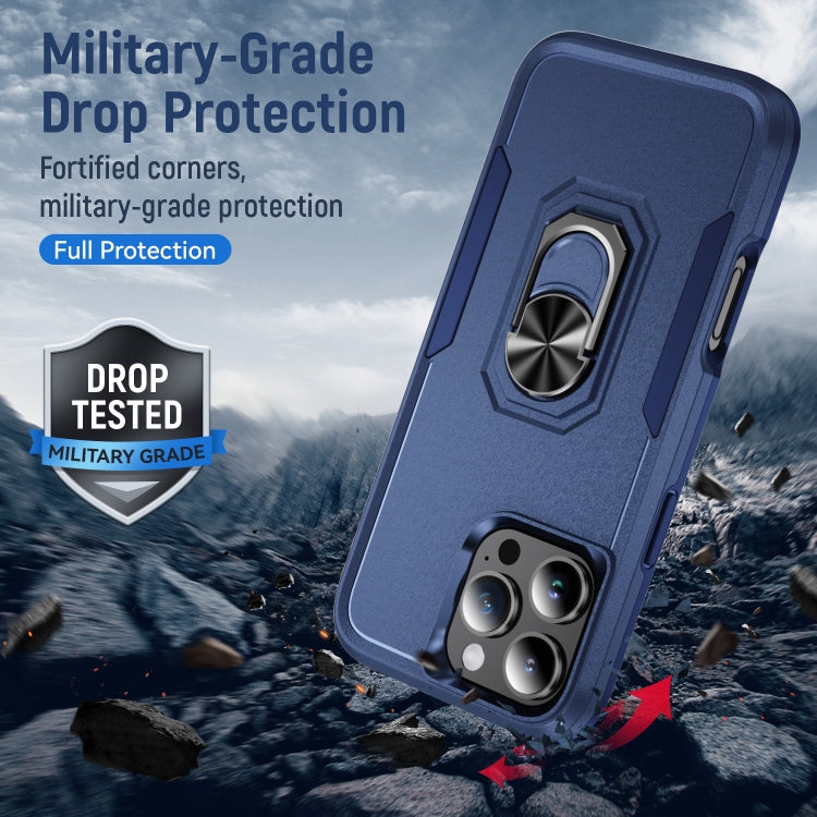 For iPhone 16 Pro Pioneer Armor Heavy Duty PC + TPU Phone Case with Holder(Blue) - iPhone 16 Pro Cases by buy2fix | Online Shopping UK | buy2fix