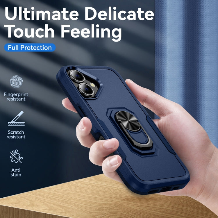 For iPhone 16 Plus Pioneer Armor Heavy Duty PC + TPU Phone Case with Holder(Blue) - iPhone 16 Plus Cases by buy2fix | Online Shopping UK | buy2fix