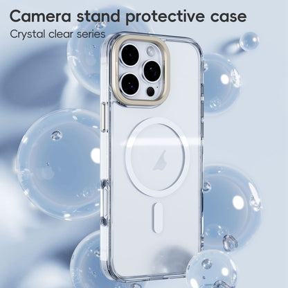 For iPhone 16 Pro Mirror Crystal Clear Lens Holder MagSafe Magnetic Phone Case(Transparent Titanium Blue) - iPhone 16 Pro Cases by buy2fix | Online Shopping UK | buy2fix