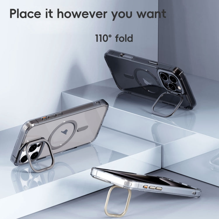 For iPhone 16 Pro Mirror Crystal Clear Lens Holder MagSafe Magnetic Phone Case(Transparent Grey) - iPhone 16 Pro Cases by buy2fix | Online Shopping UK | buy2fix