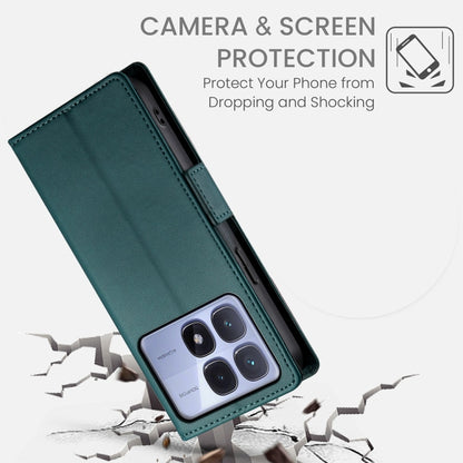 For Redmi K70 Ultra Side Buckle Magnetic Frosted Leather Phone Case(Dark Green) - Xiaomi Cases by buy2fix | Online Shopping UK | buy2fix