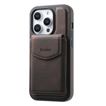 For iPhone 13 Pro Max Denior D19 Skin Feel MagSafe Detachable Card Slot Phone Case(Brown) - iPhone 13 Pro Max Cases by Denior | Online Shopping UK | buy2fix