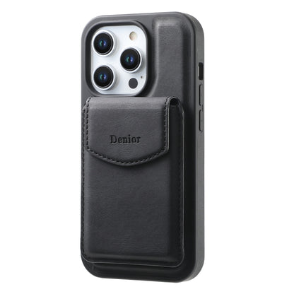 For iPhone 12 / 12 Pro Denior D20 Skin Feel MagSafe Holder Detachable Card Slot Phone Case(Black) - iPhone 12 / 12 Pro Cases by Denior | Online Shopping UK | buy2fix