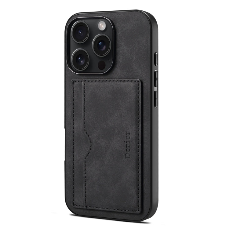 For iPhone 16 Pro Denior D08 PU Single Card Slot Holder Phone Case(Black) - iPhone 16 Pro Cases by Denior | Online Shopping UK | buy2fix