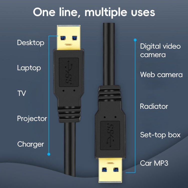 USB 3.0 Male To USB 3.0 Male Double End USB Cable, Length:0.3m(Black) - USB 3.0 by buy2fix | Online Shopping UK | buy2fix