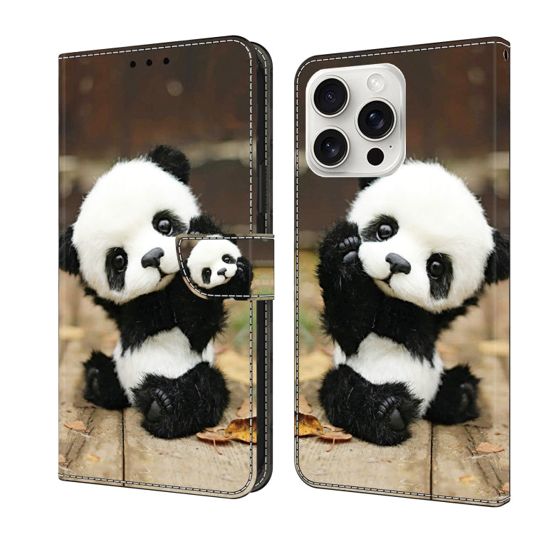 For iPhone 16 Pro Crystal Painted Leather Phone case(Panda) - iPhone 16 Pro Cases by buy2fix | Online Shopping UK | buy2fix