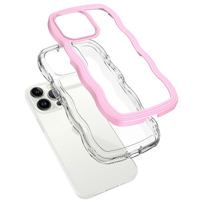 For iPhone 16 Pro Max Candy Color Wave TPU Clear PC Phone Case(Pink) - iPhone 16 Pro Max Cases by buy2fix | Online Shopping UK | buy2fix