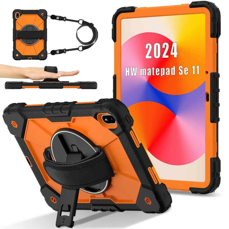 For Huawei MatePad SE 11 2024 Contrast Color Robot Silicone Hybrid PC Tablet Case(Black Orange) - Huawei by buy2fix | Online Shopping UK | buy2fix